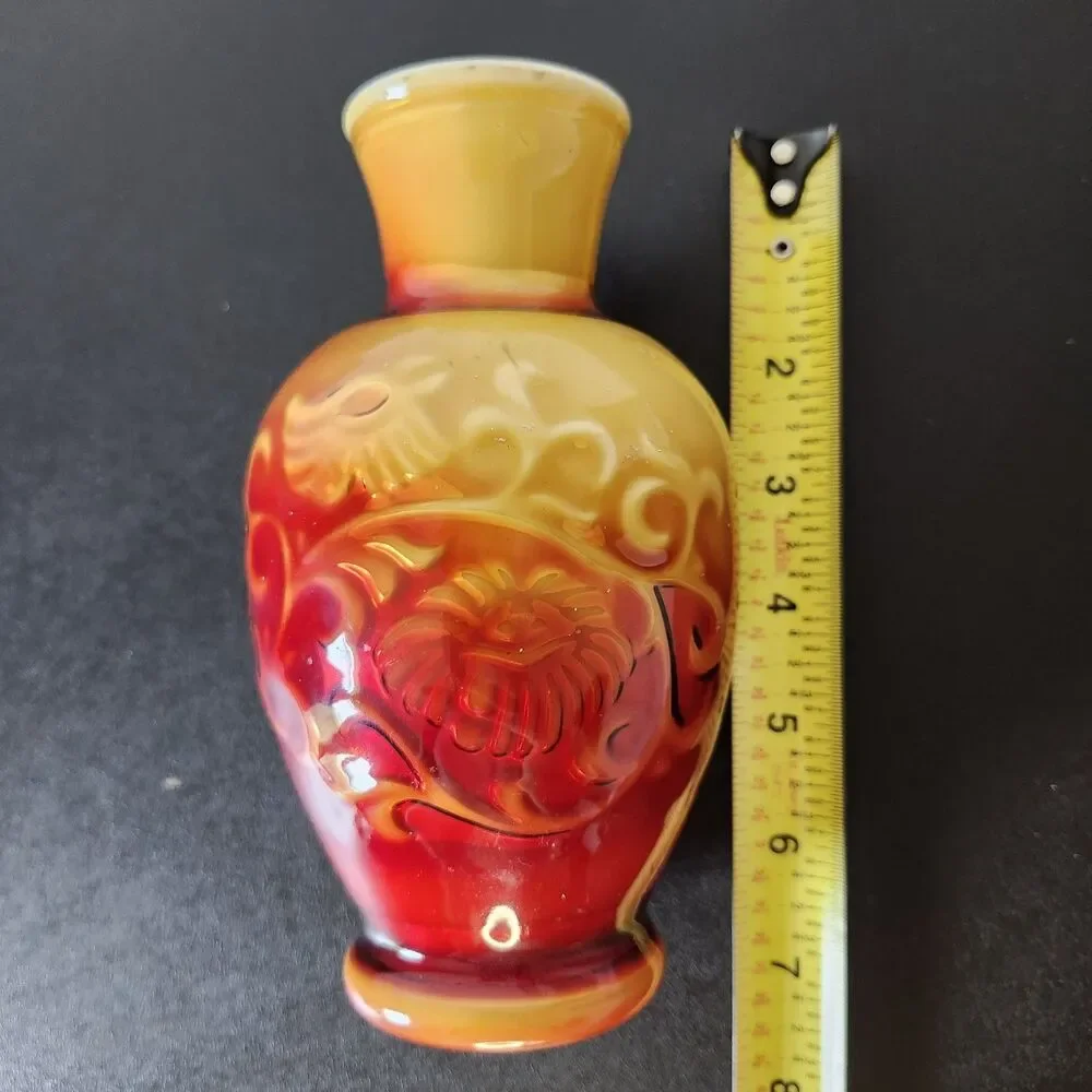 Vtg 1981 Avon Spring Bouquet Vase Red Orange Amberina Glass Hogwarts Witchy Deco